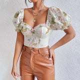 Women Party Tops Sexy Backless Puff Sleeve T-shirt Top