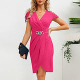 Women Date Dress V-neck Dress Summer Casual Short Dress