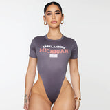 Women Jumpsuit Lty6085 Spring Letter Crew Neck Sexy Slim Jumpsuit