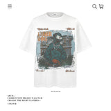 American vintage street T-shirt pure cotton retro men's and women's summer loose