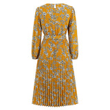 Women Date Dress Autumn and Winter Leisure Floral Print Long Sleeve Dress