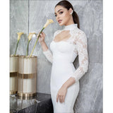 Women's Wedding Dress Sexy Lace Dress Bandage One-Piece Dress Autumn and Winter Long Sleeve