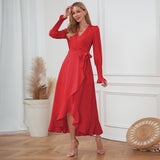 Women Date Dress V-neck Dress Formal Dress