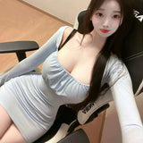 Women Dresses Square Collar Dress Short Skirt Hip Skirt