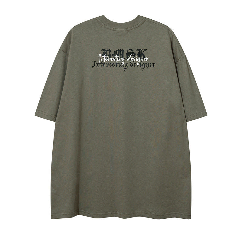 Men T Shirt Butterfly Graffiti Paste Cloth Embroidery Short Sleeve T-shirt