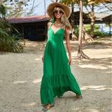 Women Dress Sexy Backless Spaghetti Straps Long Dress Beach Dress