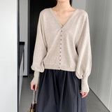 Women's Cardigan Sweater Autumn Loose V-neck Women's Coat Top 8t8238