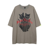 Men T Shirt Summer Washed Distressed Printed Short Sleeve T-shirt