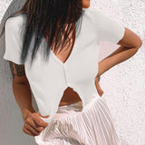 Women T-shirt Summer Slim-Fit Short-Sleeved T-shirt