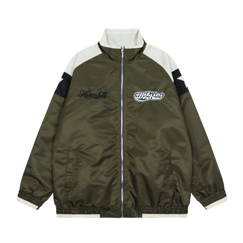 Men Jacket Coat Stitching Letters Shell Jacket Men's Loose Jacket Baseball Uniform