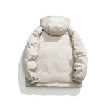 Unisex Winter Cotton Coat Pocket Decorative Hooded Cotton-Padded Coat Vintage Outdoor Work Clothes Cotton-Padded Coat