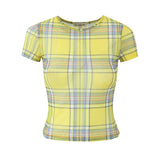 Women Tops Summer Mesh Printed T-shirt Slim-Fit Crop-Top