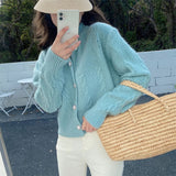 Women Knitwear Autumn and Winter round Neck Sweater Loose Knitted Cardigan