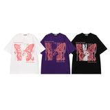 Men T Shirt Hip Hop Fun Butterfly Graffiti Couple Short Sleeve T-shirt