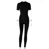 Women Jumpsuit Spring Short Sleeve Zipper Sports Yoga Jumpsuit (Hawthaw0412)
