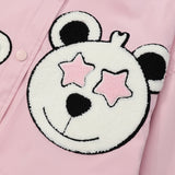 Women Jacket Detachable Cropped Jacket Embroidered Baseball Uniform