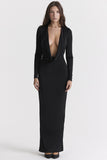 Women Dresses Sexy Slit Pleated Dress (Bla0420)