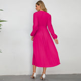 Women Date Dress Sexy Pleated V-neck Dress