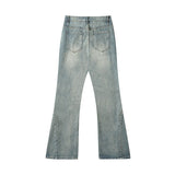 Men Jeans Retro Washed and Worn Ground White Slightly Flared Jeans