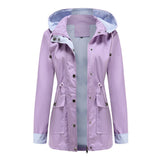 Women Trench Coat Autumn and Winter Detachable Hat Windbreaker Raincoat