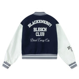 Women Jacket PU Leather Sleeve Baseball Uniform Embroidery Stitching Contrast Color Jacket Jacket