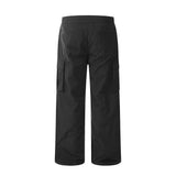 Men Sweatpants Multi-Pocket Cargo Pants Boys Loose Pleated Casual Straight Pants