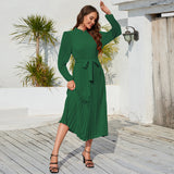 Women Date Dress Ol Slim Fit Long Dress Autumn and Winter Stand Collar Dress