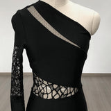 Women Evening Dress Fall/Winter Sexy Lace Cutout Slim Fit Bandage One-Piece Dress