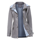 Women Trench Coat Autumn and Winter Detachable Hat Windbreaker Raincoat