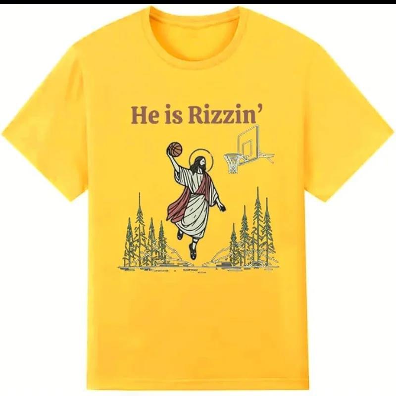 He Is Rizzin Funny Easter Jesus Playing Basketball Christian