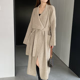 Women Cardigan Sweater Crew Neck Thick Sweater Fall and Winter Lapels Loose-Fitting Long Sleeve Sweater A3386