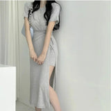 Women Dresses round Neck Dress High Bow Dress