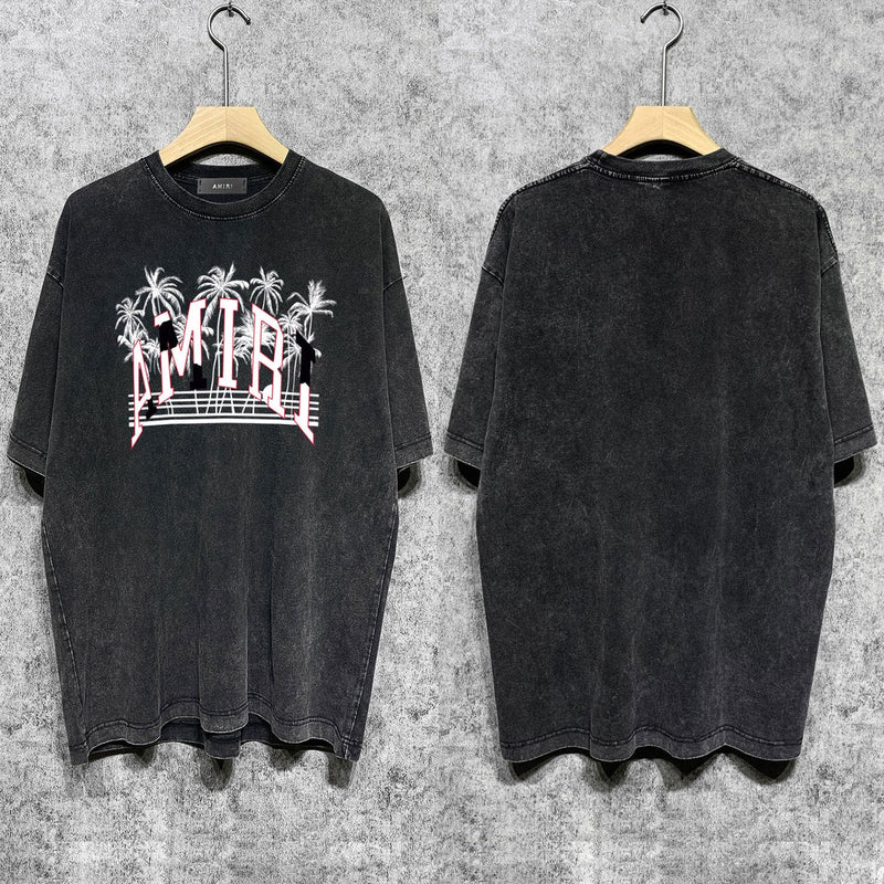 Amiri T-shirt Washed and Worn Retro Short Sleeve T-shirt