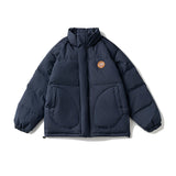 Unisex Winter Cotton Coat Pocket Decoration Stand-up Collar down Jacket Retro Loose and Warm down Jacket