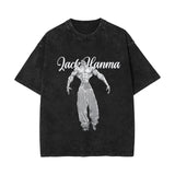 Washed retro cotton t-shirt Baki Hanma anime print washed old short-sleeved t-shirt