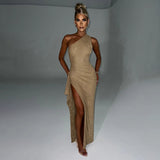 Women Dresses Fall Sexy Split Maxi Dress Backless Dress