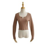 Women Sweater Knitwear Short Slim Fit Small V-neck Long-Sleeve Knitwear