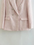 Women Suits Autumn Leisure Textured Double Breasted Blazer