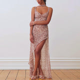 Women Dresse Floral V-neck Backless Slip Dress Sexy Dress