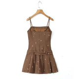 Women Dresses Summer Sexy Pleated Floral Strap Dress (Xds0414)
