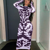 Women Dresses Fall Slim Fit Backless Long Sleeves Dress