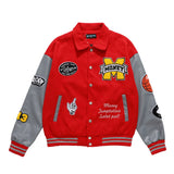 Men Jacket Coat Embroidered Baseball Uniform Male Loose Motorcycle Clothing Contrast Color Jacket