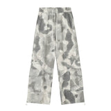 Men Sweatpants Tie-Dye Camouflage Casual Working Pants Wide Leg Sports Drawstring Ankle Banded Pants