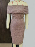 Women Evening Gown Sexy Retro Backless Green Sequins Dress