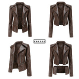 Red Leather Jacket Detachable Spring and Autumn Coat Women's Casual Jacket