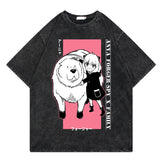 Washed retro T-shirt printed graphic casual cotton summer short sleeves
