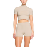 Women T-shirt Sexy Slim Fit Turtleneck T-shirt Short Top