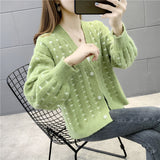 Women Knitwear Autumn and Winter V-neck Casual Sweater Loose Knitted Cardigan