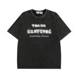 Men T Shirt Letter Print Distressed Short Sleeve T-shirt for Men and Women