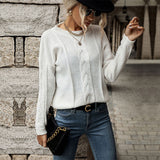 Women Knitted Sweater Autumn and Winter Women's Twist Long Sleeve White Sweater